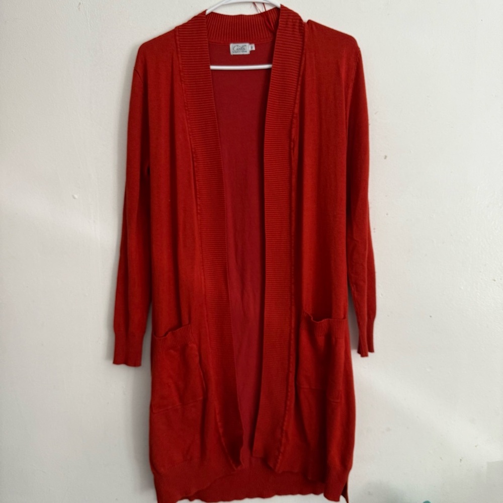 Cielo Open Cardigan Women’s Size Medium Pockets Open Front‎ Size Slit